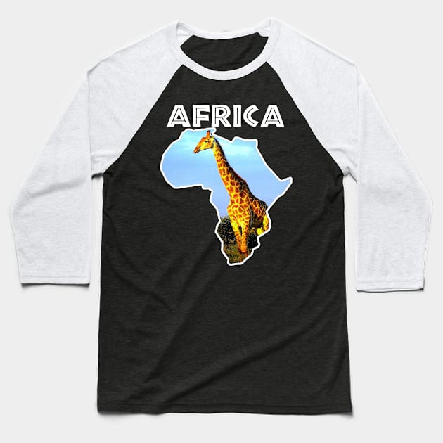 African Wildlife Continent Lone Giraffe Baseball T-Shirt by PathblazerStudios